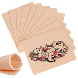 Kunsthaut Tattoo Übungshaut 2.5MM, Rayyl 4 Stück Tattoo Kunsthaut A4 20×30cm Tattoo Silikon Haut Double Sides Übungshaut Tattoo Skins für Tattoo Zubehör