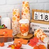 50 Pcs 16oz Fall Disposable Coffee Cups Pumpkin Maple Leaves
