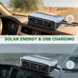 Tyona Tire Pressure Monitoring System, (0-99PSI) TY4 Solar tpms Sky Blue Trailer TPMS with 4 Sensors, Long Distance Signal Transmission for RV Trailer Trucks (4 Sensors)