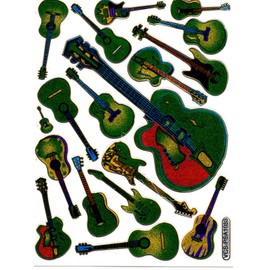 Guitar Music Colourful Stickers, 1 Sheet 135 mm x 100 mm Sticker Craft Party Metallic Look
