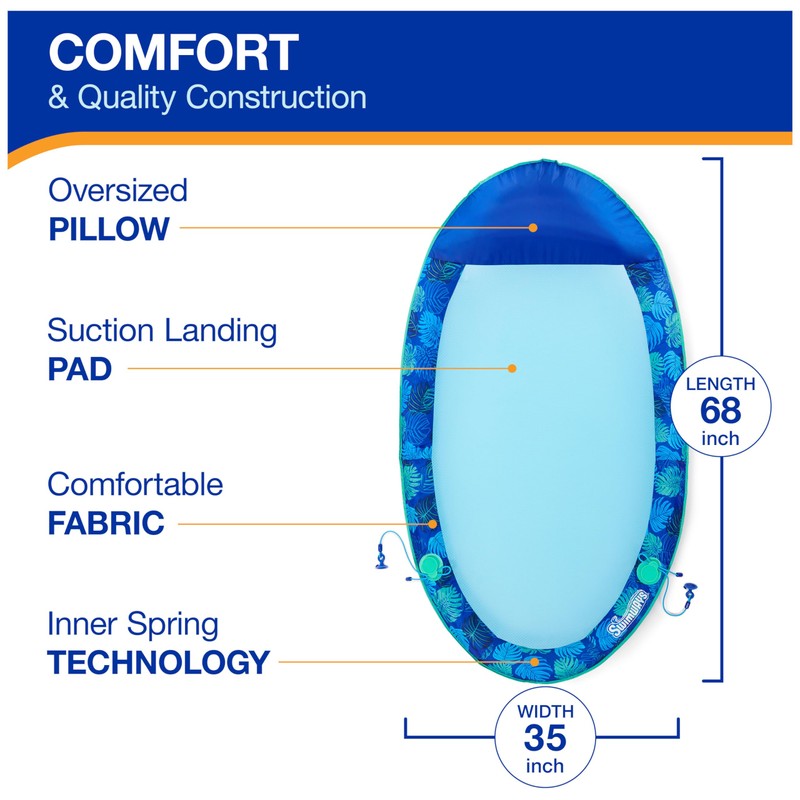 Swimways Elite Spring Float Hammock Pool Lounger, Inflatable Pool Floats
