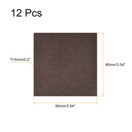 uxcell Felt Furniture Pads, 3.5-inch x 3.5-inch Self Adhesive Cuttable Anti Scratch Square Floor Protectors for Furniture Legs Hardwood Floor, Brown 12Pcs