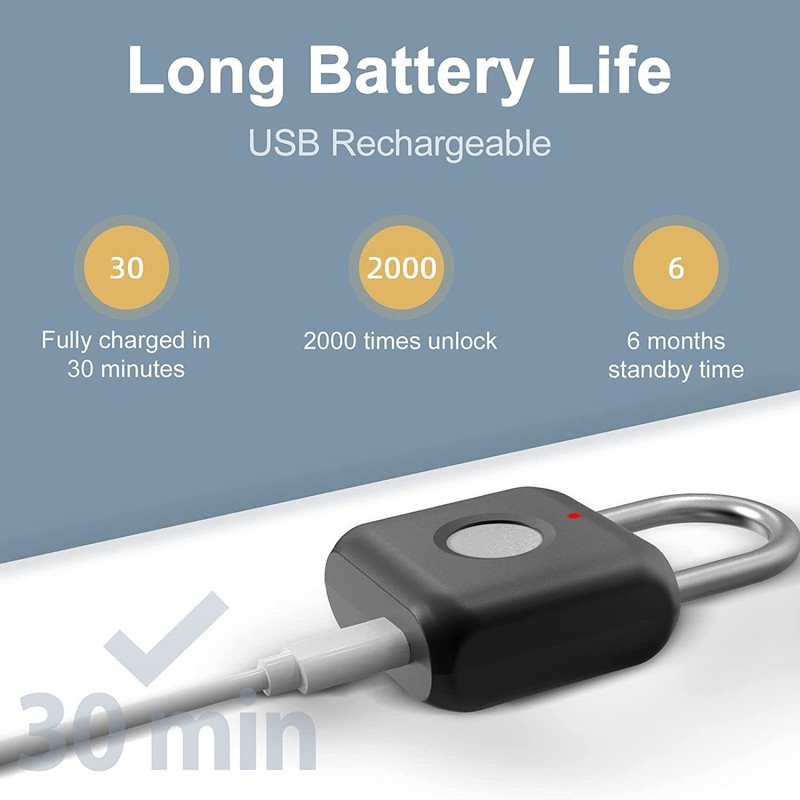 Fingerprint Padlock, Eseesmart Small Combination Padlock, Biometric Keyless Padlock USB