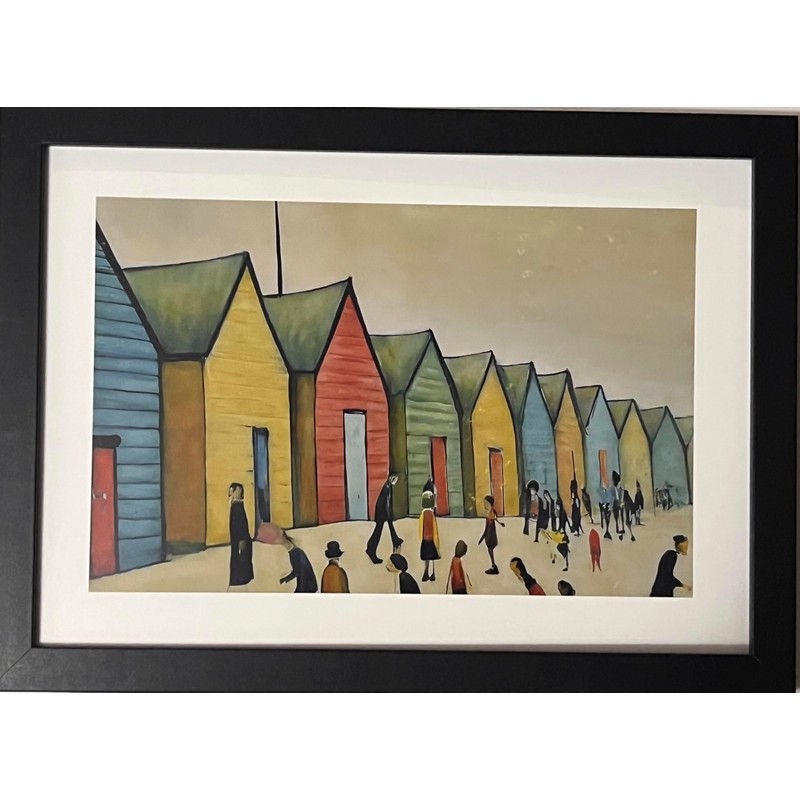 Greetingles Lowry-Style Framed Print. Beautiful Black Ash Frame (Lowry, LS