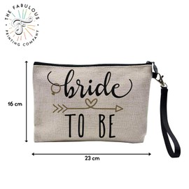 Tasche aus Leinen – Bride to be Future Braut Hochzeit Verlobte – Kosmetiktasche aus Leinen Optik – Geldbörse – 15 x 10 cm, leinen, 23.5 x 15 cm, Kosmetiktasche