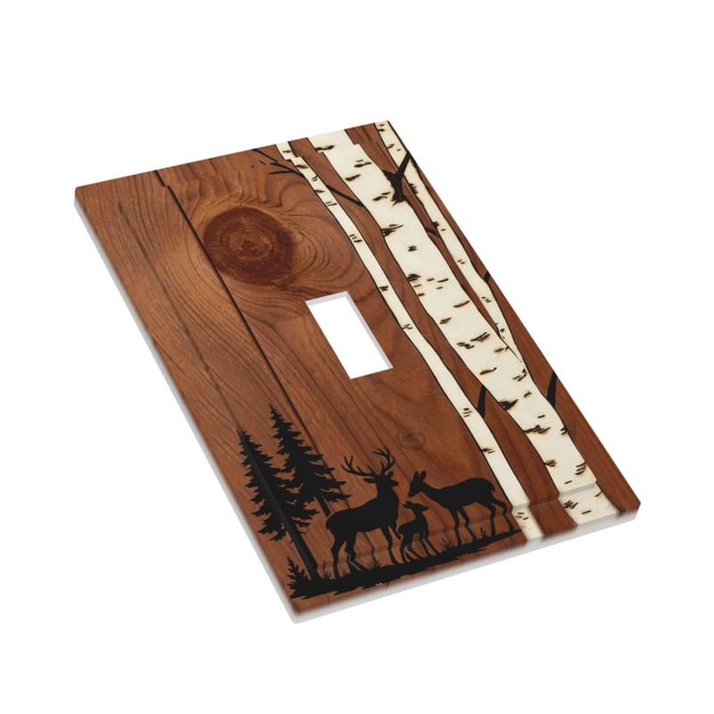 Rustic Farmhouse Brown Wood Deer Light Switch Cover Decorative