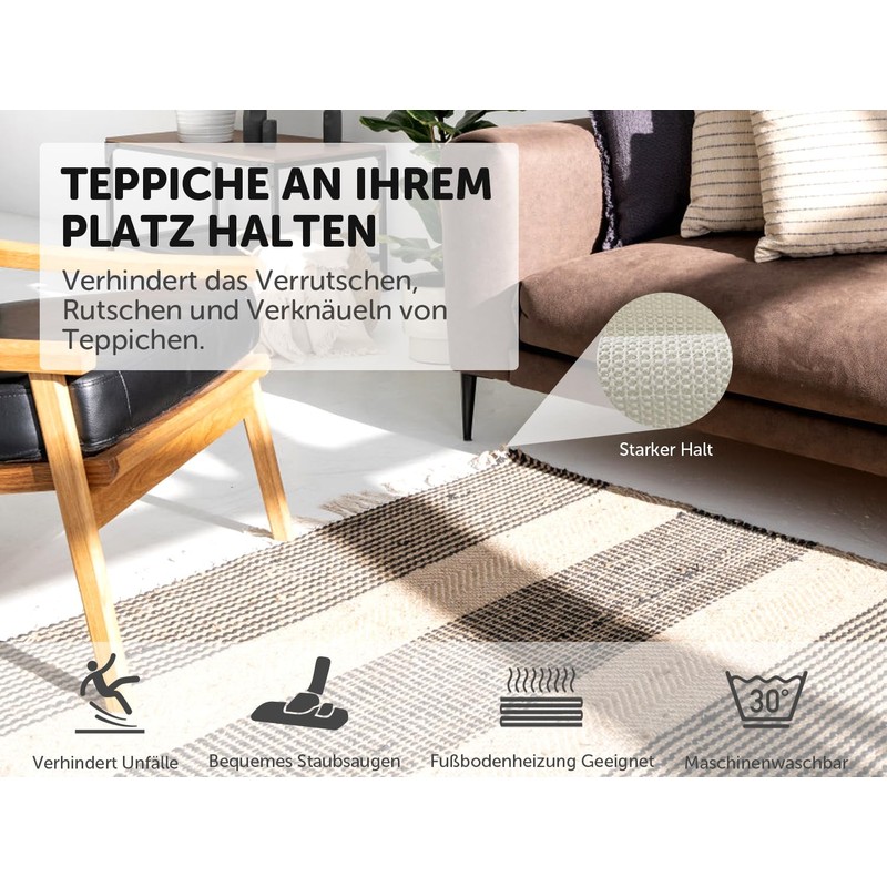 aboveBED Non-Slip Mat for Carpet 110 cm Round, Carpet Non-Slip