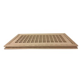 6 Inch x 12 Inch White Oak Hardwood Vent Floor Register Flush Mount with Frame, Eggcrate Style, Unfinished