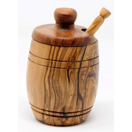 BeldiNest Olive Wood Sugar Bowl (Barrel Canister Medium)