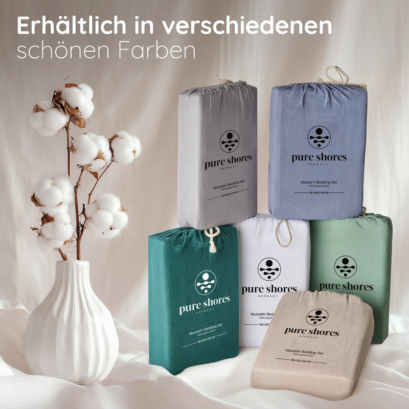 pure shores - Muslin Bed Linen Pillow 80 x 40