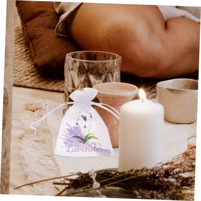 ABOOFAN 50pcs Lavender Sachet Bags Empty Drawstring Pouches Light Purple