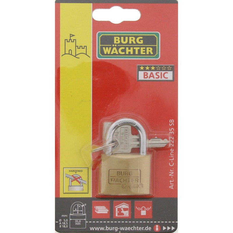 Burg Wächter C-Line 222 35 SB Padlock with 2 Keys