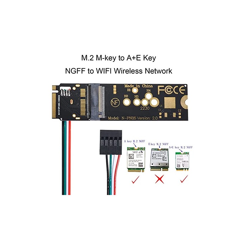 Cablecc Wireless NGFF A/E Key to WiFi Card M.2 NGFF