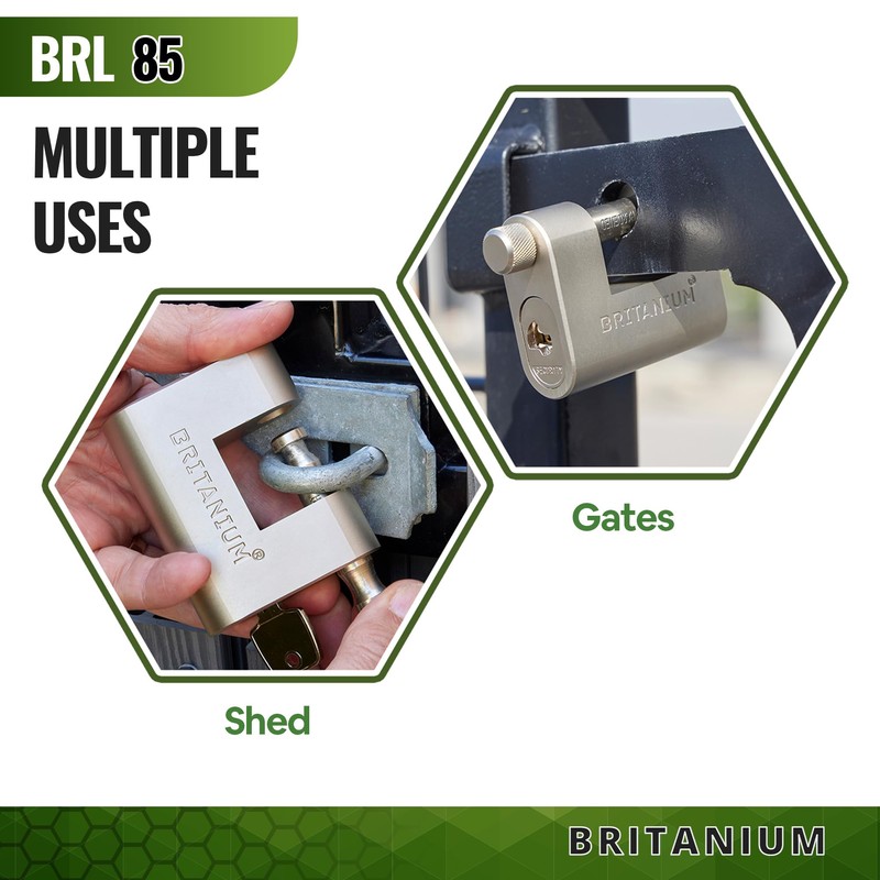 Britanium® BRL85 Heavy Duty Lock with 10 Keys - [Weather