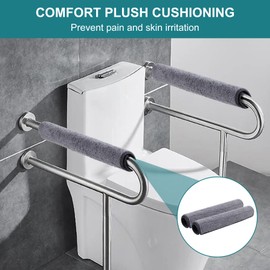 2 fundas para reposabrazos pequeños, correas de velcro ampliadas, cómodas y protectoras para asa de inodoro, sillas de oficina y sillas de reposabrazos, acolchado cómodo de presión (tamaño S)