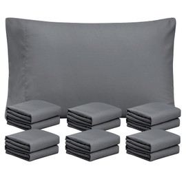 FreshCulture Dark Grey Pillowcases Queen Size 12 Pack - Bulk Pillowcase Set - Envelope Closure - Soft Brushed Microfiber Fabric - 20x30 Inches Pillow Case Set of 12 for Home, Hotels, Schools