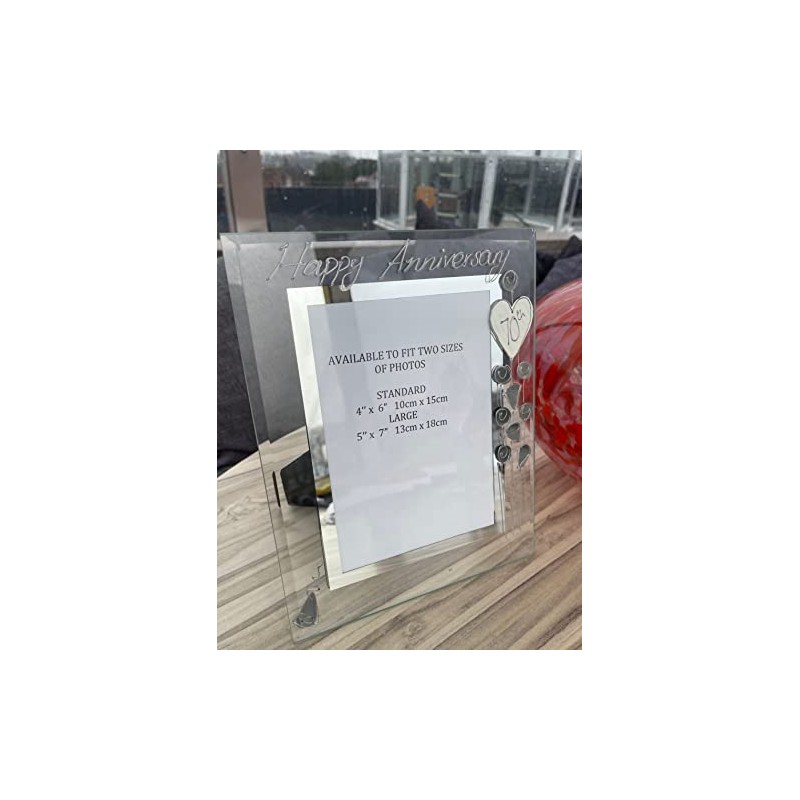 70th Wedding (Platinum) Anniversary Photo Frame (P) (4x6) Flower