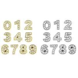 MAHAVIMOKSA 8mm 20pcs Crystal Rhinestone 0-9 Digital Number Slide Charms for DIY Craft Jewelry Making, Small, Zinc Alloy, crystal