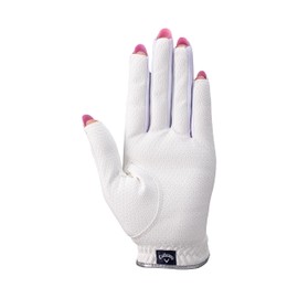 Callaway Gloves NAIL DUAL WMS WHT L 25 (L: 7.9 - 8.3 inches (20 - 21 cm), For Both Hands, White, Women's