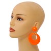 Solid Round Glossy Acrylic Dangle Earrings in Orange Colour/85mm Long/Large