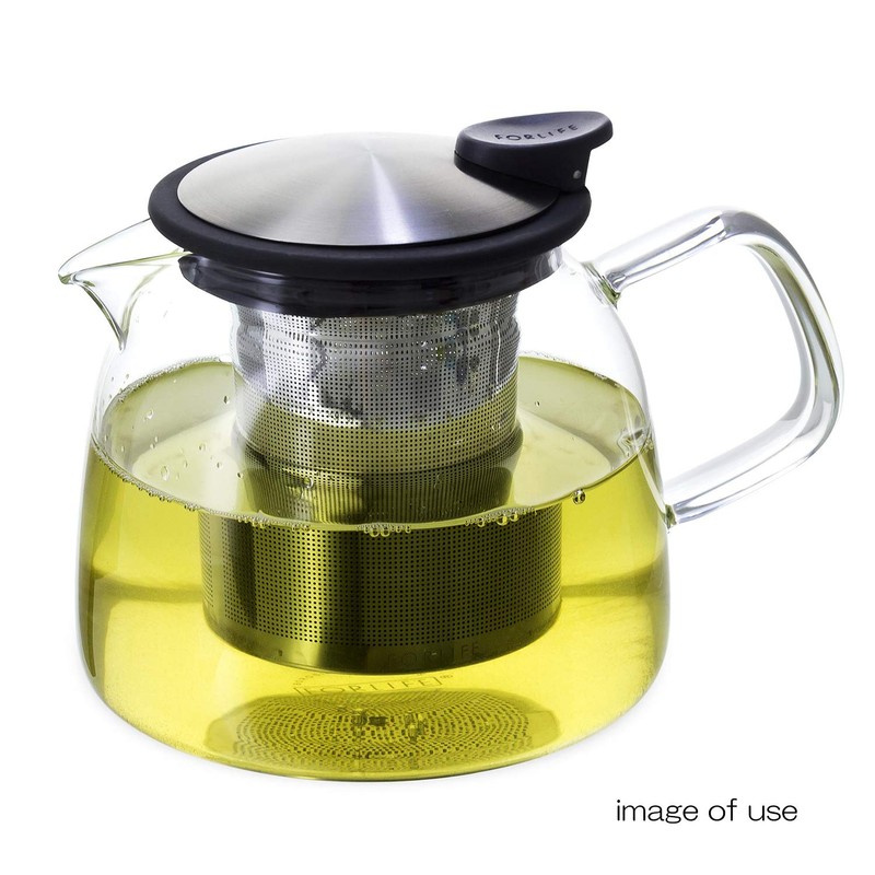 Forlife Bell Glass Teapot with Basket Infuser, 24-Ounce/730ml, Black Graphite