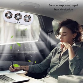 Automobile Ventilator Cooling Fan, 3 Holes SUV Window Exhaust Fan, Universal Automobile Ventilator Cooling Fan Circulation with Silent Operation, Plug and Play (White)