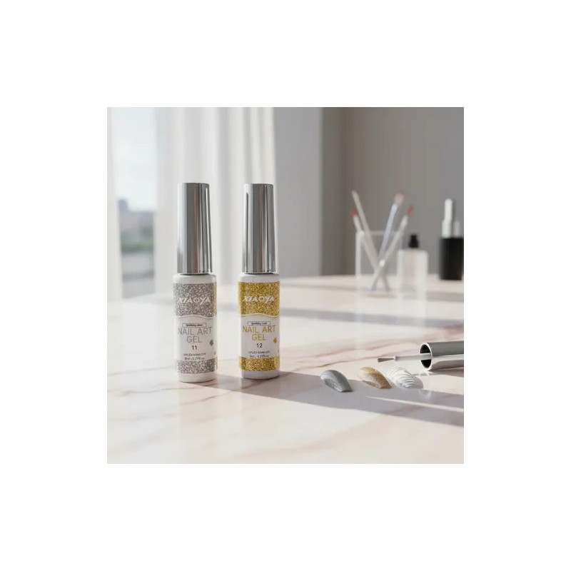 2 Pzas Esmalte Delineador Para Uñas Acrílicas Gel Glitter