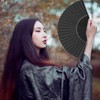 AYNKH 4 Stück Handfächer Schwarze Faltfächer, Elegante Chinesische Fächer Schwarz