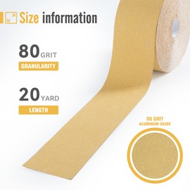 MIDO Professional Abrasive 80 Grit Sandpaper Roll 20 Yard Long Continuous Roll,2-3/4” Wide Adhesive Backed Sandpaper Roll Sanding Sheets for Automotive,Woodworking,Hand Sanding Blocks