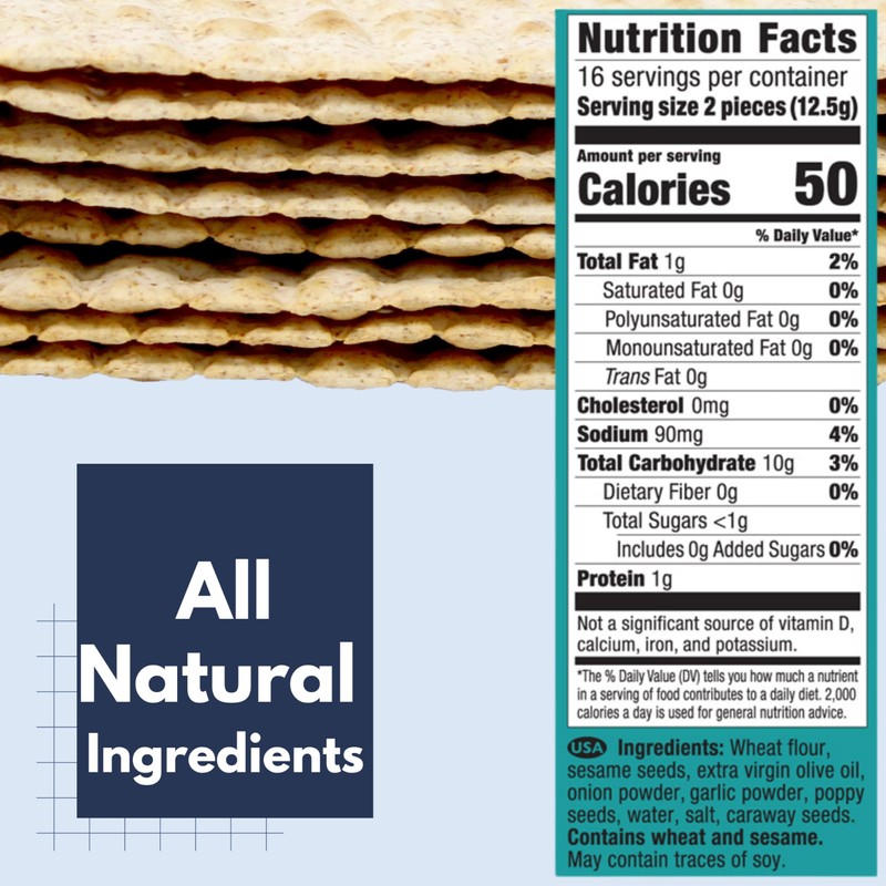 Snacktery Everything Flatbread Crackers - All Natural Thin Crackers in