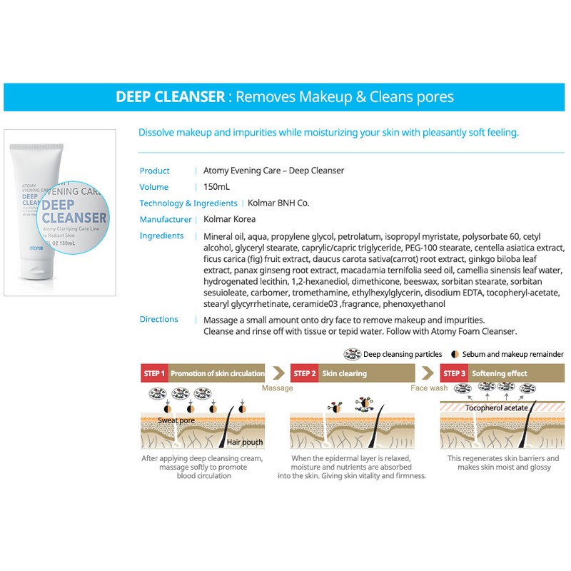Atomy Cleanser Evening Care- Foam and Deep 150ml