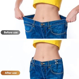 6 Set Pant Waist Tightener Buttons Pins for Loose Jeans Reusable Waist Cincher Clip Metal Brooch for Clothing Dresses Skirts No Sewing Decoration Accessories（Silver
