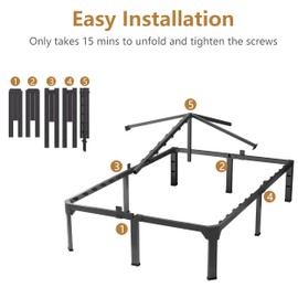 Superay Full Bed Frame with Mattress Slide Stopper, 18 Inch Metal Platform Bed Frame, Heavy Duty Tall Bed Frame No Box Spring Needed with Large Storage Space, Easy Assembly, Noise Free