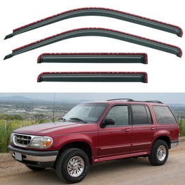 YQAUTEC in-Channel Window Visors Rain Guards Shield for 1991-2001 Ford Explorer, Window Vent Wind Deflectors Visors Shades for 2001-2005 Ford Explorer Sport Trac
