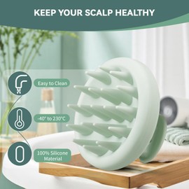 BEAUTLOHAS. Scalp Massager Soft Silicone Scalp Scrubber Silicone Head Scrubber Scalp Brush Hair Massager Scalp Shampoo Brush for Wet and Dry Hair for Women Men(Green)