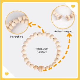 Magnetic Curtain Tiebacks,Natural Wooden Curtain Buckle Strung with Cotton String,Elegant Curtain Tie Backs for Bedroom and Living Room Decor,Boho Curtain tiebacks,2/4/6 Pack