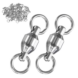 M METERXITY 30-Pack Ball Bearing Fishing Swivels, 6# 1.18In (30mm) Stainless Steel Lure Leader Line Connector for Fishing/Saltwater/Freshwater, High Strength Welded Ring [Silver]