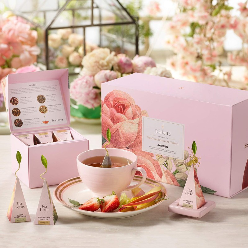 Tea Forte Jardin 3-Piece Premium Tea Gift Set with Rose