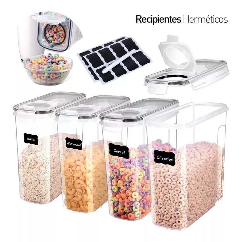 Bluelander Juego De 4 Recipientes Herméticos De Plástico Para Cereales