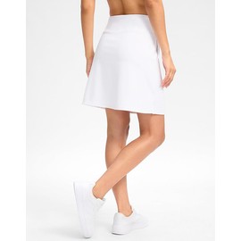 Viodia 18" Skorts for Woman with Pockets High Waisted Golf Tennis Skirts Knee Length Long Skort for Women Dressy Casual, White, XX-Large