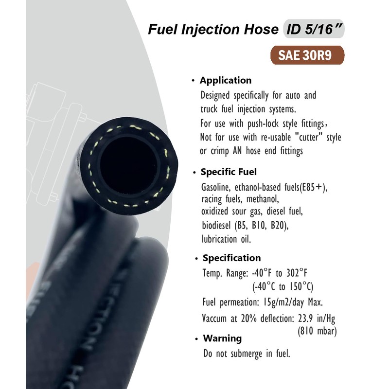 SAE 30R9 Fuel Hose Line 5/16 Fuel injection hose 5FT