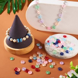 Boutigem 90 Pieces Flat Round Glass Beads Donut Shape Large Hole Transparent Glass Beads for Necklace Bracelet Jewelry Making DIY Crafts