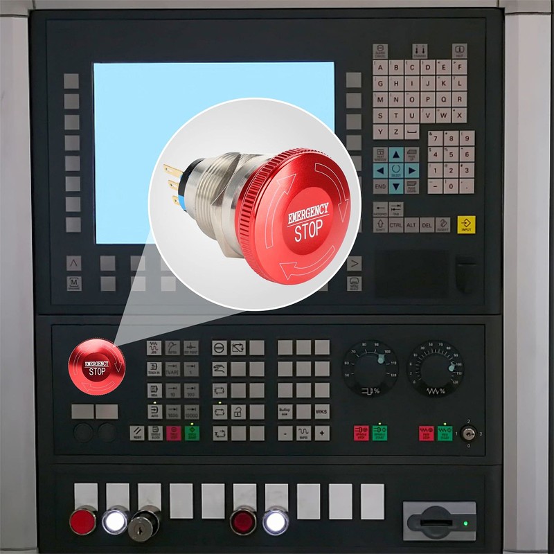 APIELE 22mm Metal Emergency Stop Push Button Switch Latching 12V-250V