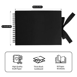 Photo Albums Scrapbook 80 Pages Black Scrapbook Kit with Stickers and Marker Pens Thick Kraft Paper Scrap Book Memory Travel Scrapbook for Anniversary Wedding Valentines Day Graduation