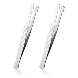 JJUNW 2 Pcs Stamp Collecting Supplies, Hot Stamp Tool Tweezers for Crafting, Stainless Steel Flat Wide Sticker Tweezers for Journaling Scrapbooking Stamping Supplies Model Building, Jewelry Craft