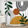 Canessioa Boho Geometric Shower Curtain White Beige Mid Century Abstract