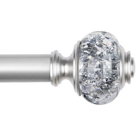 USFOOK 2 Pack Window Treatment Finials for 1 or 7/8 Inch Curtain Rods, Silver Drapery Rods Replacement Finials with M6 Screws, Translucent Finials Embedded with Silver Foil