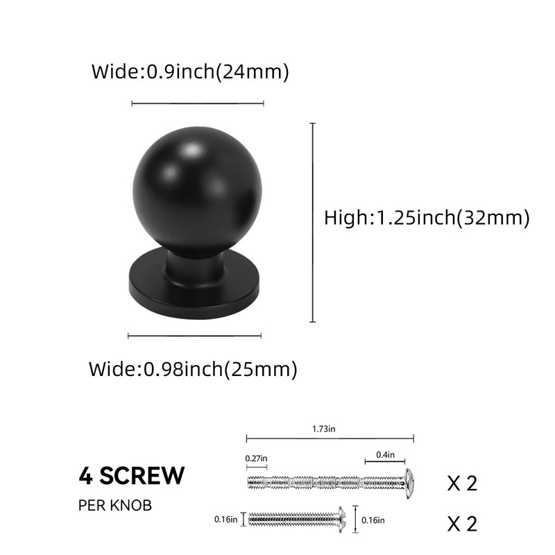POVEFONK 10 Pack Matte Black Kitchen Cabinet Knobs Black Drawer