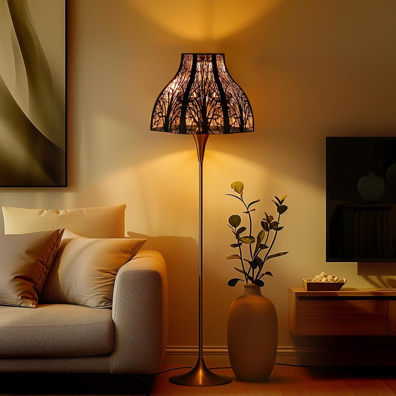 Etched Forest Large Metal Lampshade 5.32 X 13 X 9.5