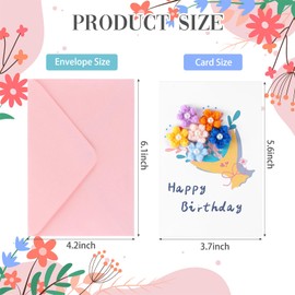 Motiskyy Flower Birthday Card for Women, Crochet Knitting 3D Flower Bouquet Handmade Floral Happy Birthday Card for Women Mom Female Friend